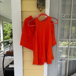 Vibrant Orange Sleeveless Top and shorts set